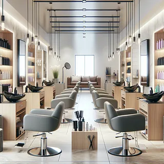Realistic stock image of modern beauty salon